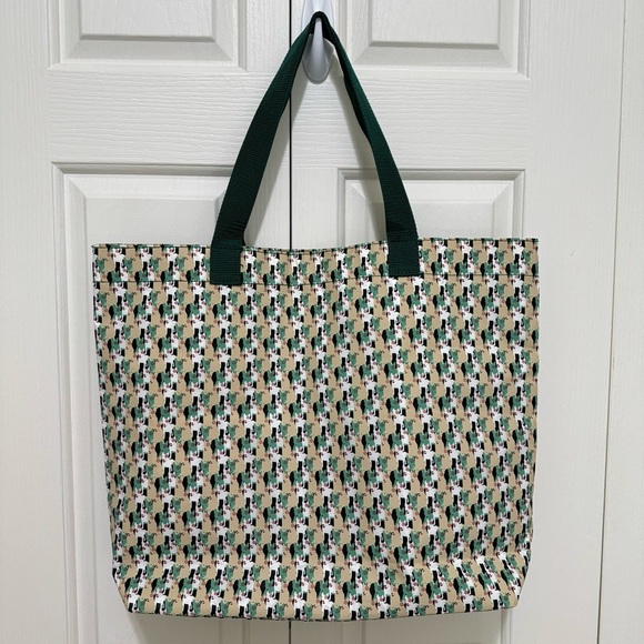 Target Bullseye Dog Print Nylon Durable Large Tote Bag Green Tan Red - Picture 3 of 12